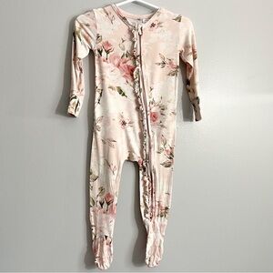 Pink Floral Rufflebum Bamboo Sleeper - Size 12-18 months